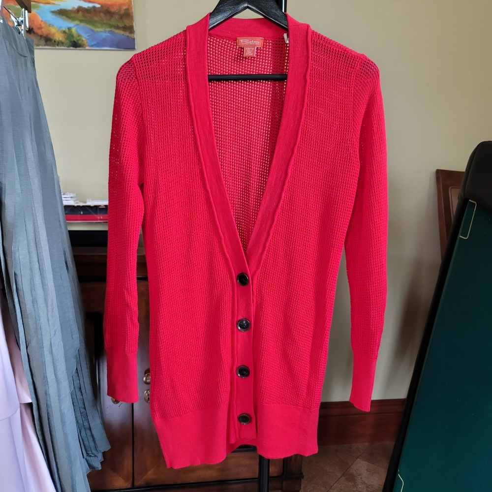 Tommy Bahama Red Mesh Cardigan - size XS
